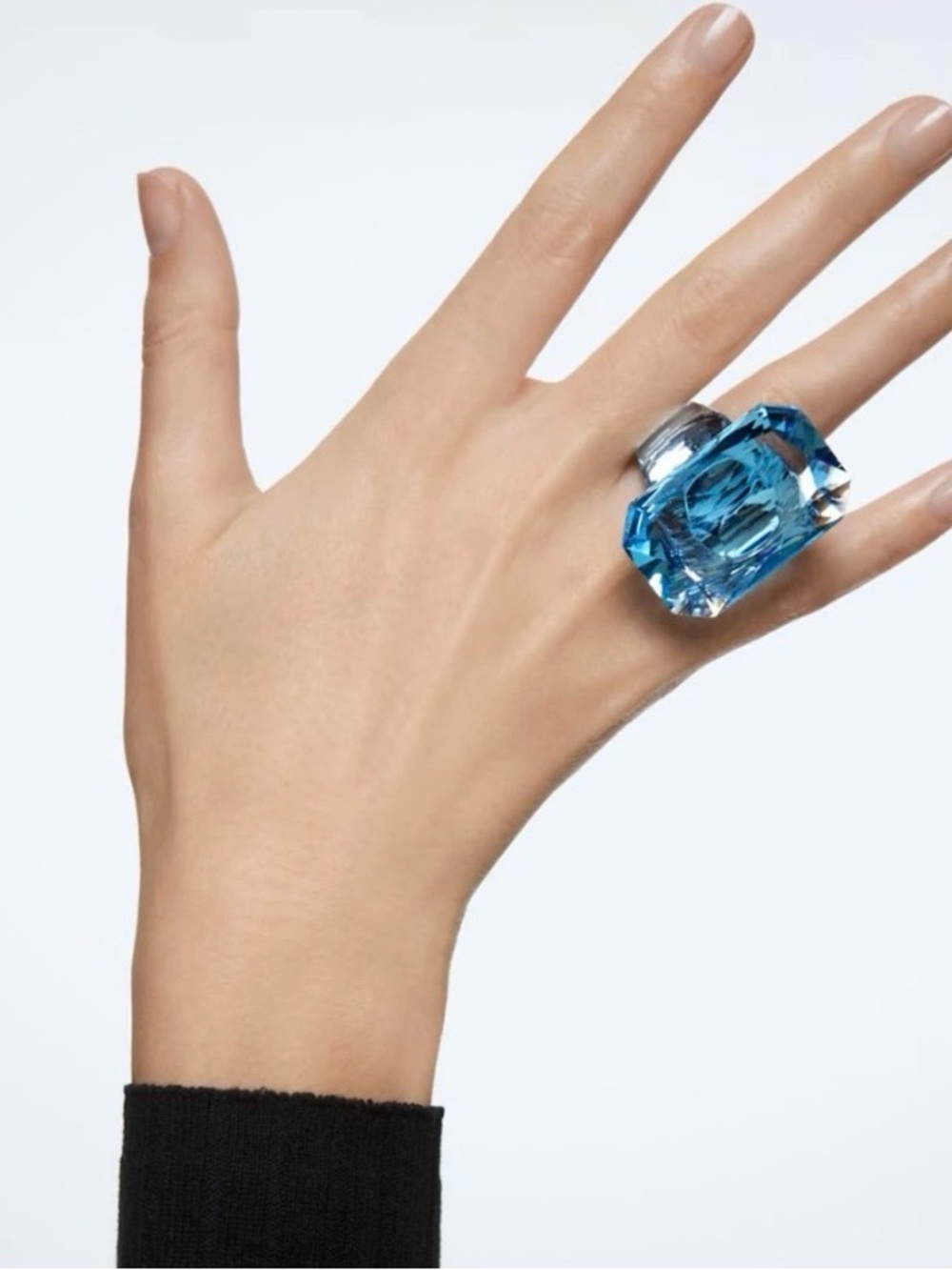 Swarovski Oversized Ice Blue Lucent Ring-size 60